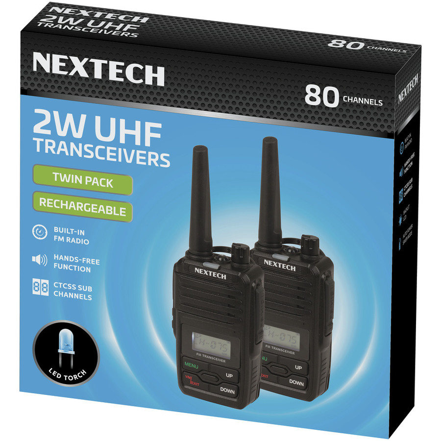 Nextech Transceiver UHF 2w 80ch Pk2 Blk